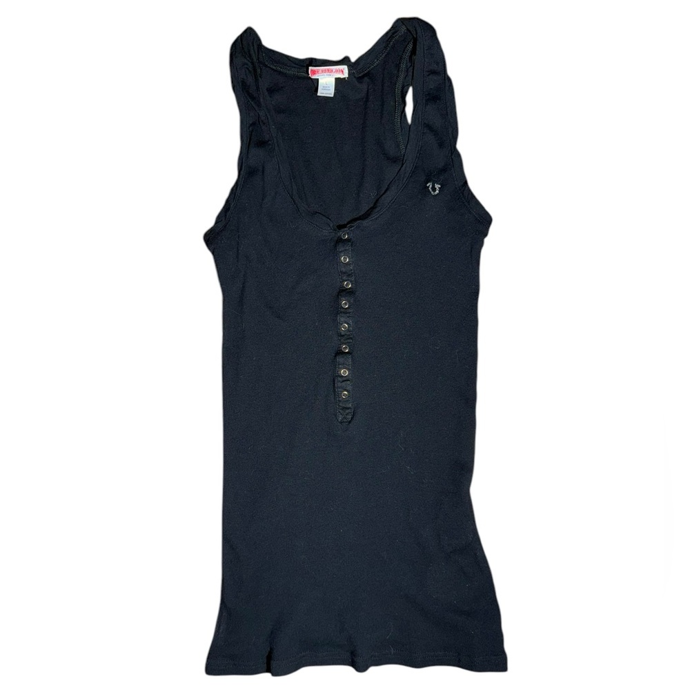 VTG Y2K True Religion Ribbed Black Sleeveless Tank Top